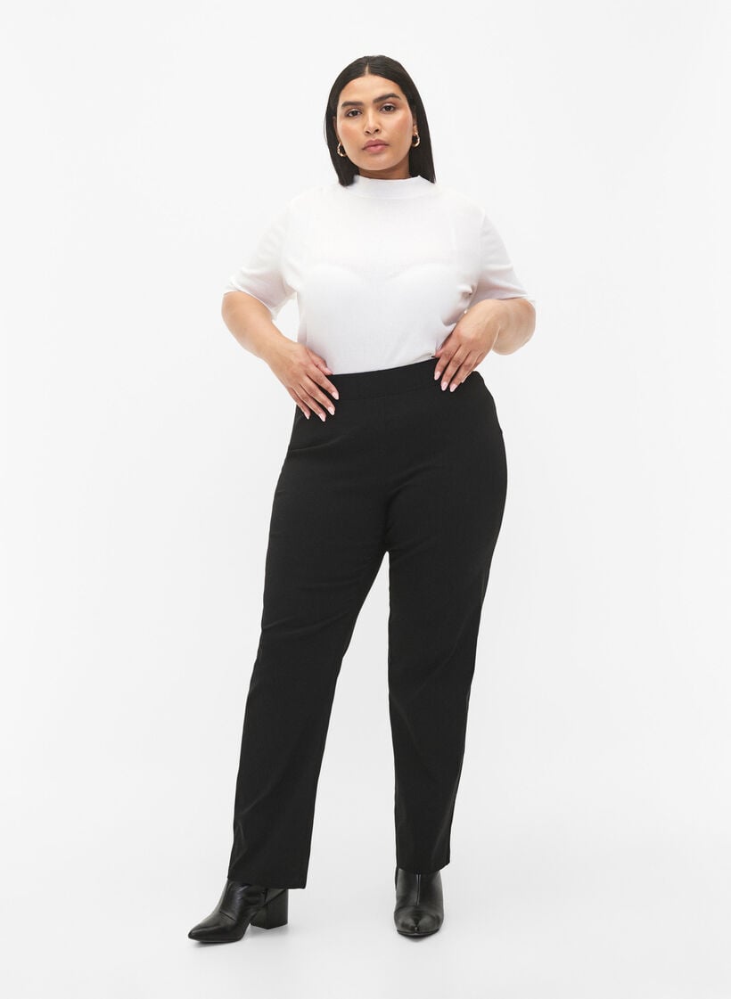Rekbaar broek van viscose, Black, Model