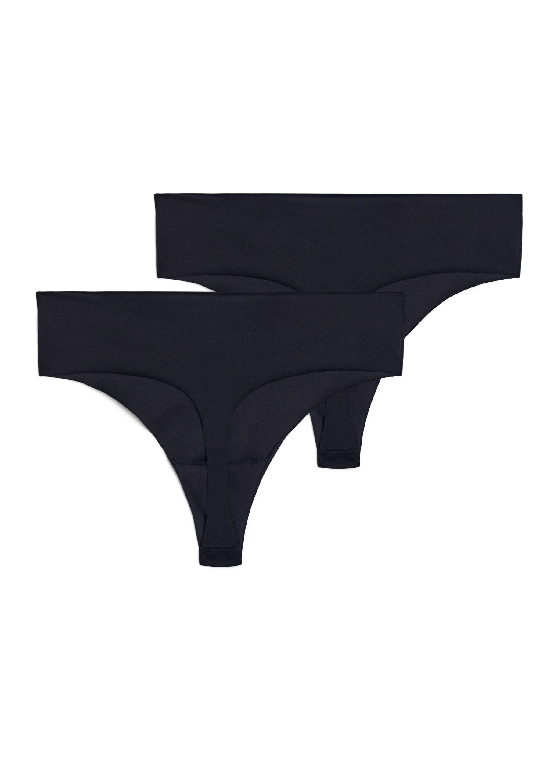 Zizzi2-pack onzichtbare G-string trainingspanties, Zwart, Packshot image number 1