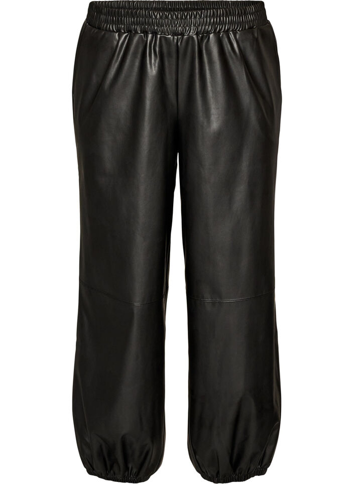 Ballonbroek in imitatieleer, Zwart, Packshot image number 0