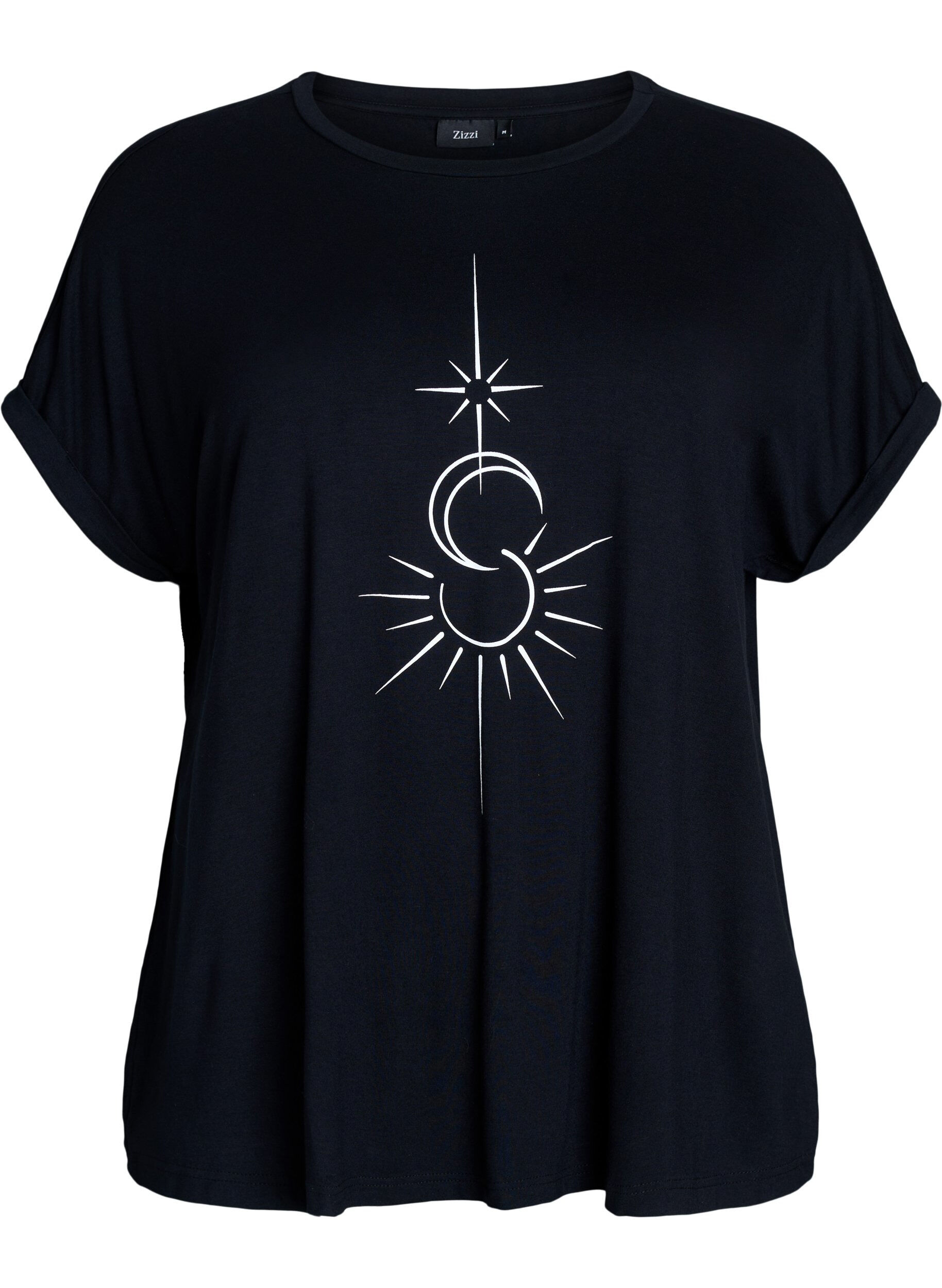 ZizziLosse viscose nachtshirt, Zwart, Packshot image number 0
