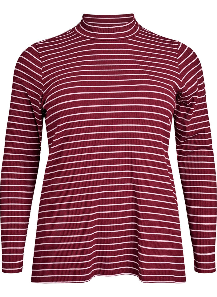 Geribde gestreepte jersey blouse met een hoge hals, T.Port Fairy Tale, Packshot