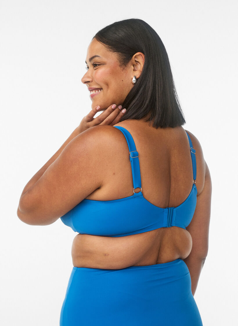 Bikini-bh met beugel en drapering, Blauw, Model image number 2
