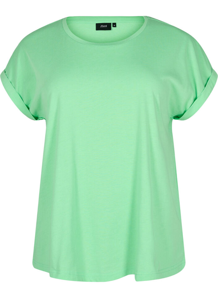T-shirt &agrave; manches courtes en m&eacute;lange de coton, Vert, Packshot