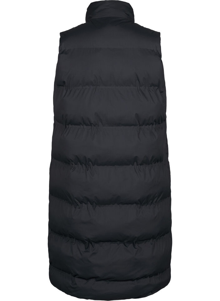 Lang vest met zakken en rits in twee richtingen, Zwart, Packshot image number 1
