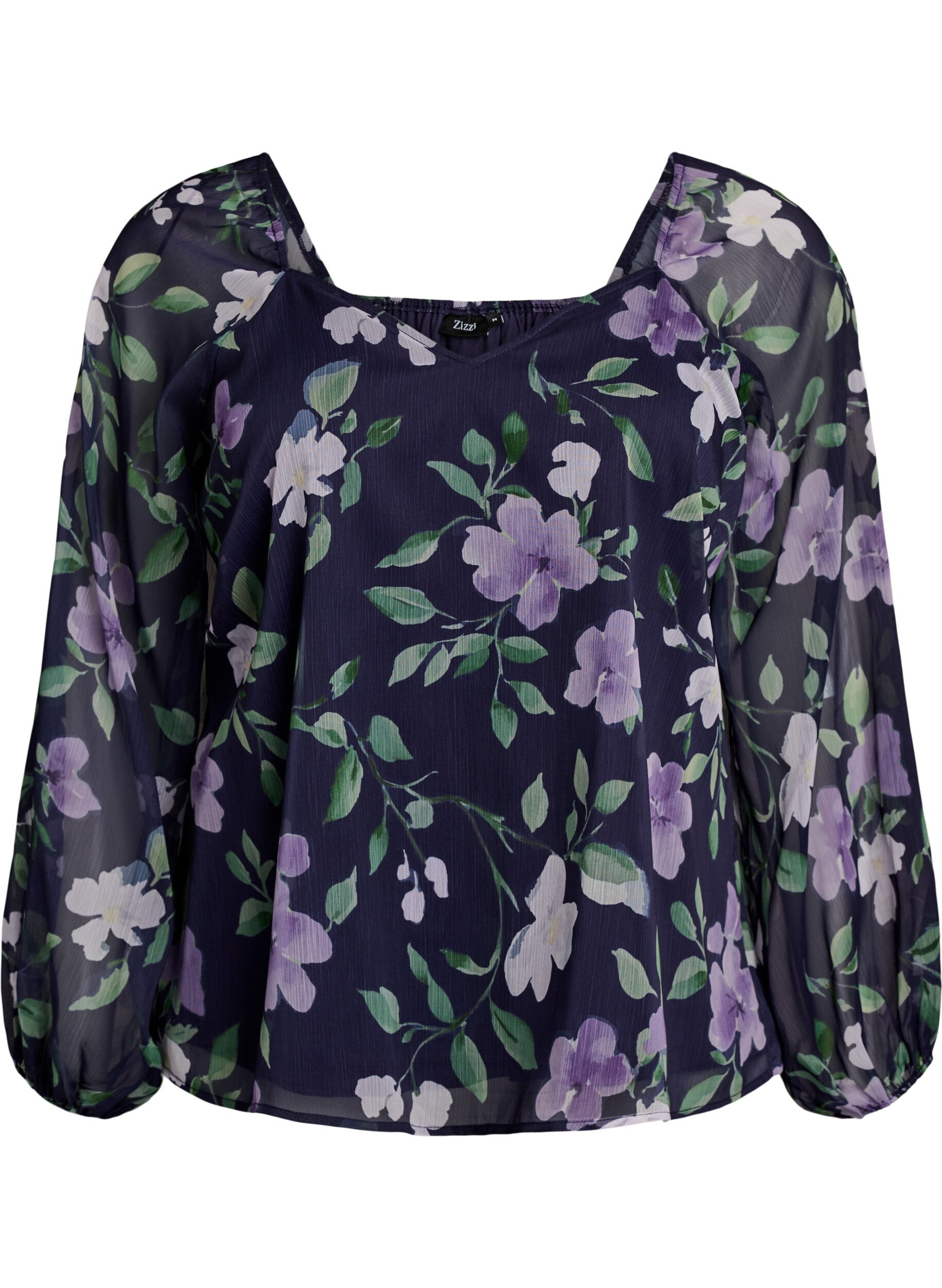 Chiffon blouse met bloemenprint en lange mouwen