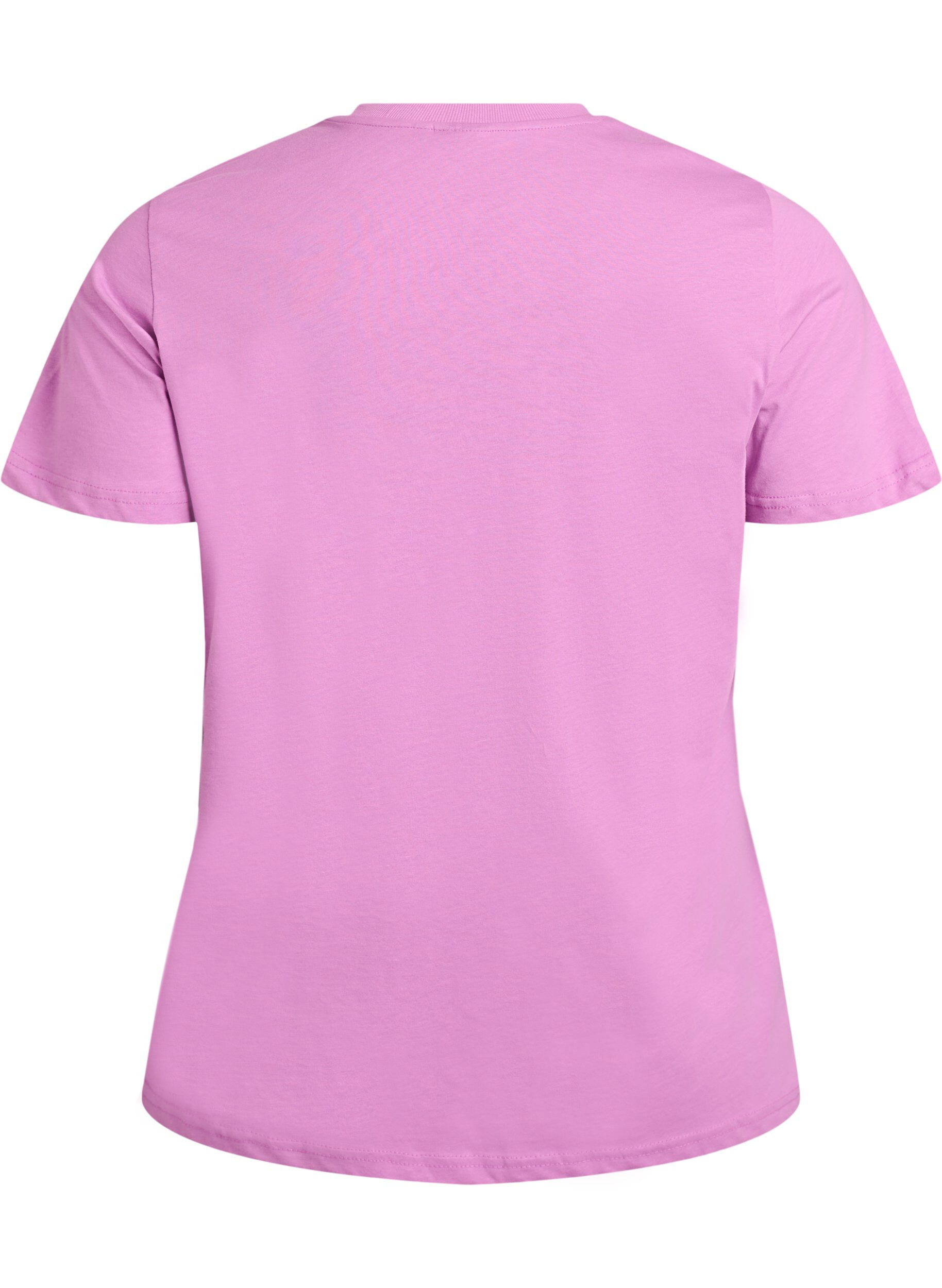 ZizziBasic katoenen T-shirt met ronde hals, Paars, Packshot image number 1
