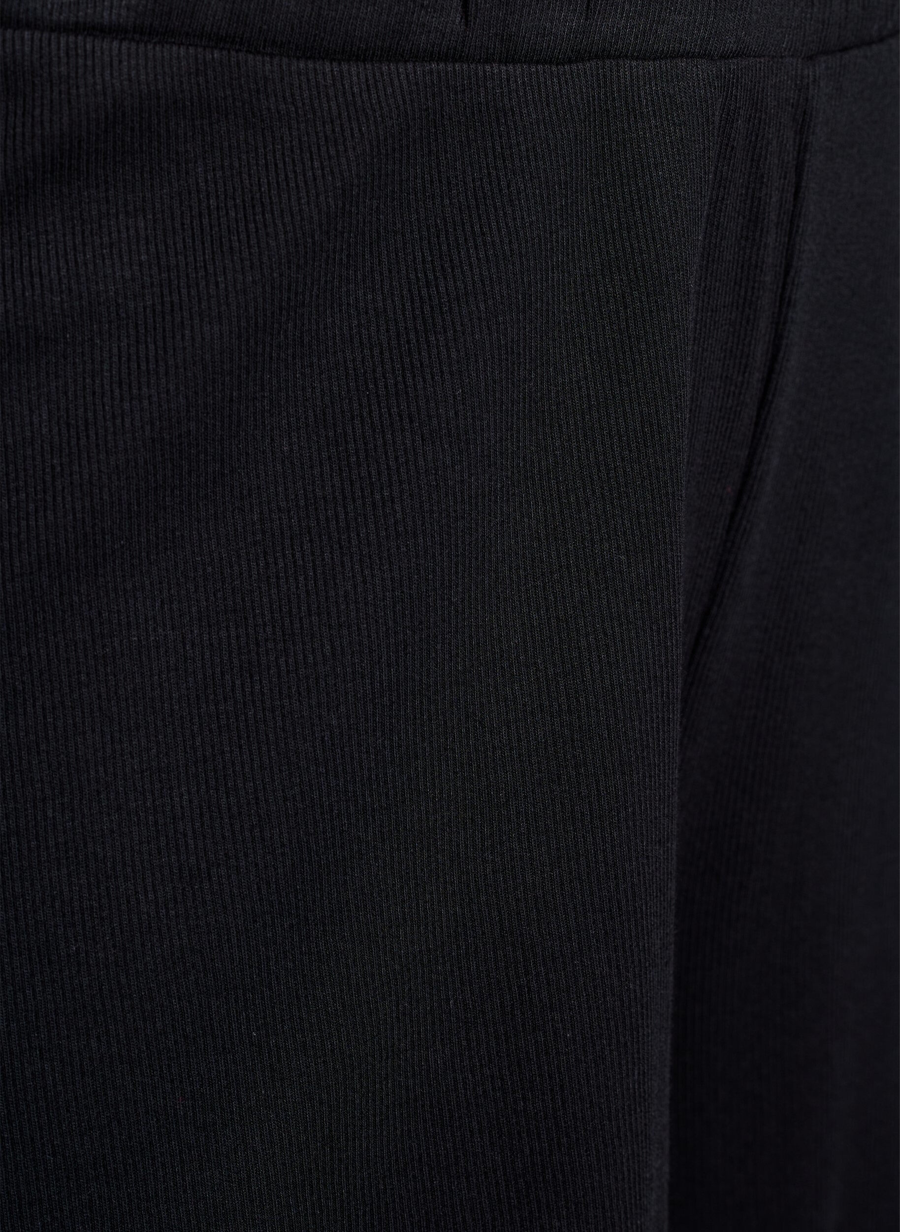 ZizziLichte nachtshorts met ribde structuur en kanten afwerking, Zwart, Packshot image number 2