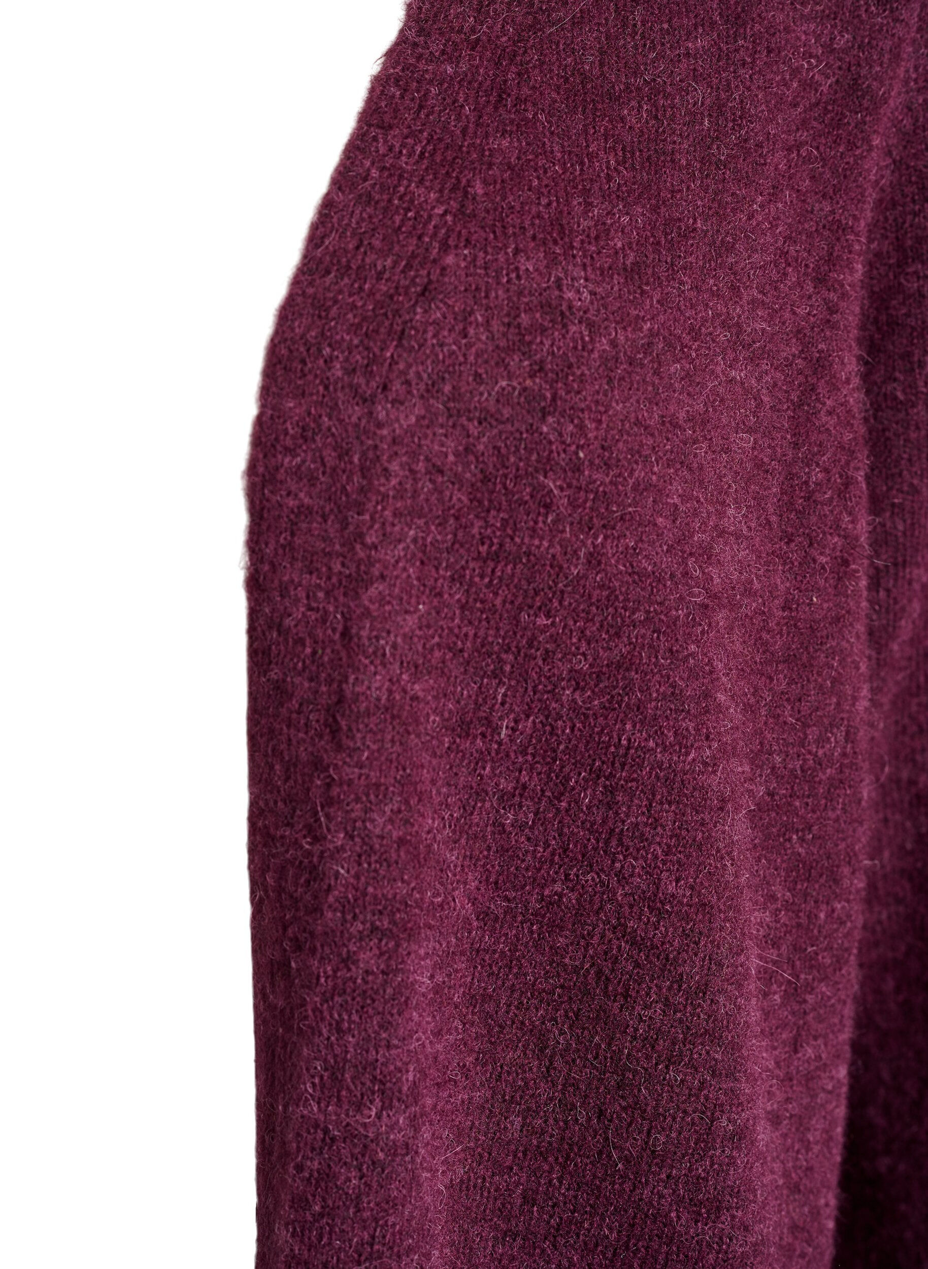 ZizziLange cardigan met wol en alpaca gebreid, Rood, Packshot image number 2