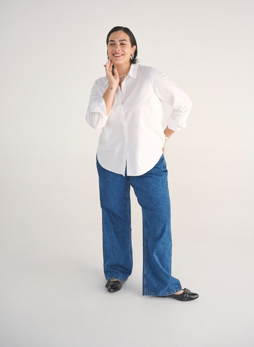 Jeans met wijde pijpen en hoge taille, Blauw, Image image number 0