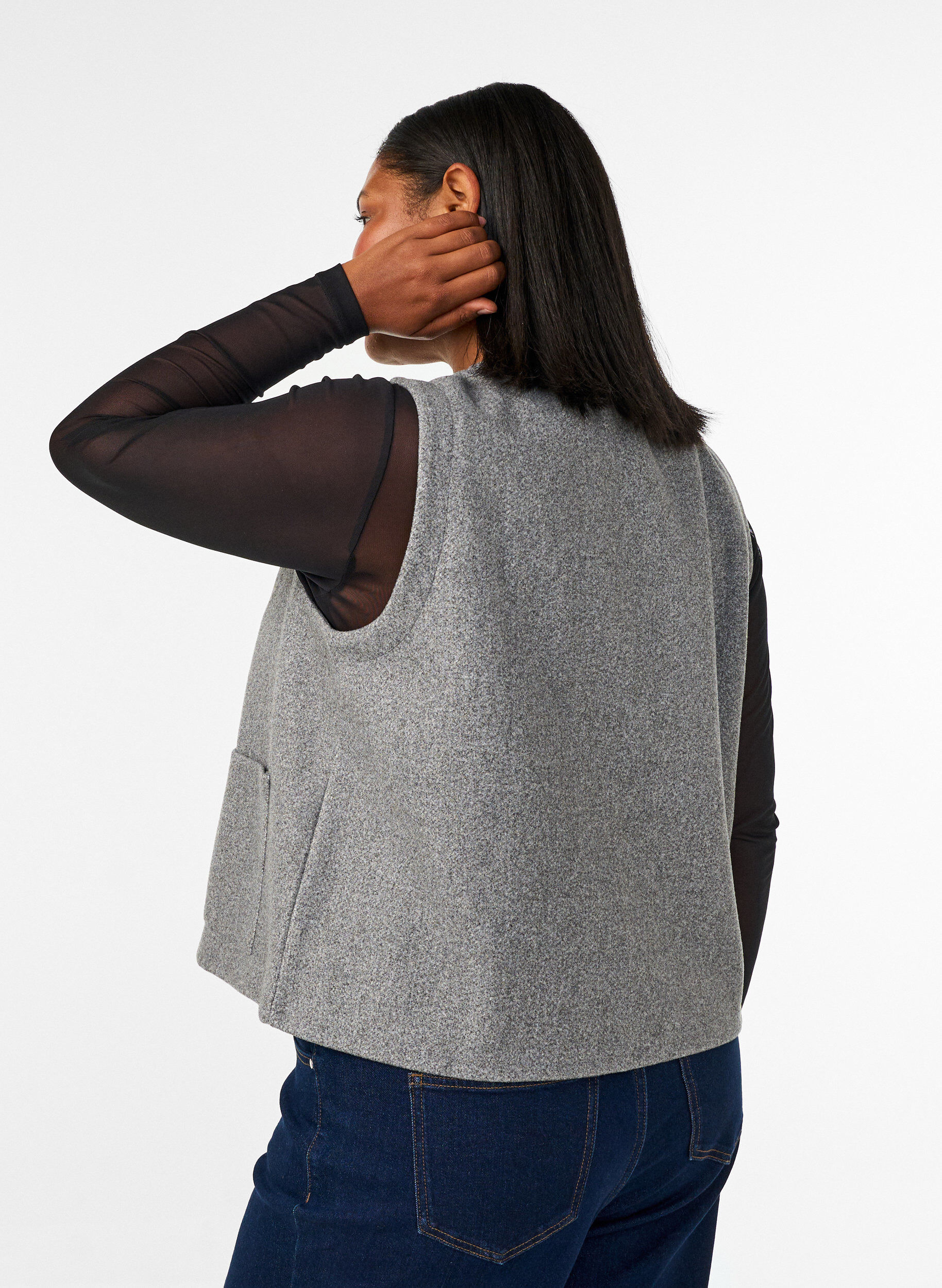 ZizziV-hals gilet met knopen, Grijs, Model image number 2