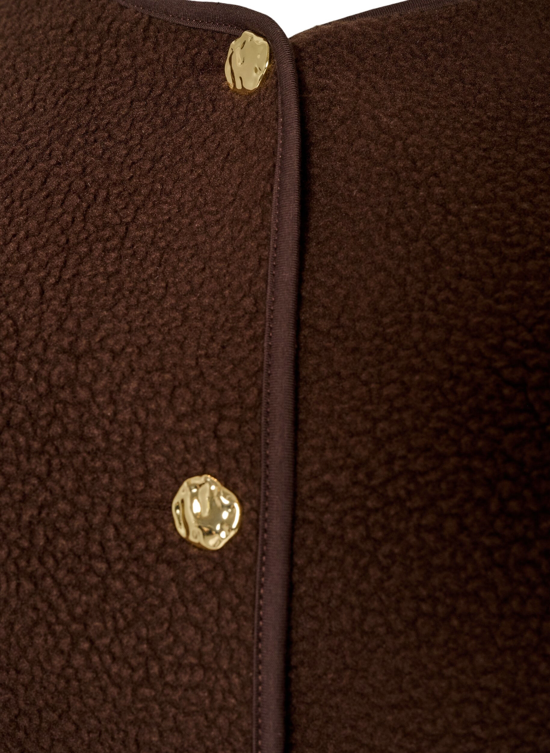 ZizziTeddy gilet met knopen en zakken, Bruin, Packshot image number 2