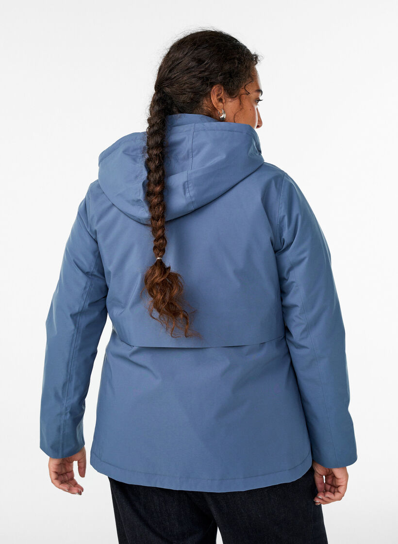 Functionele korte winterjas met capuchon, Blauw, Model image number 2