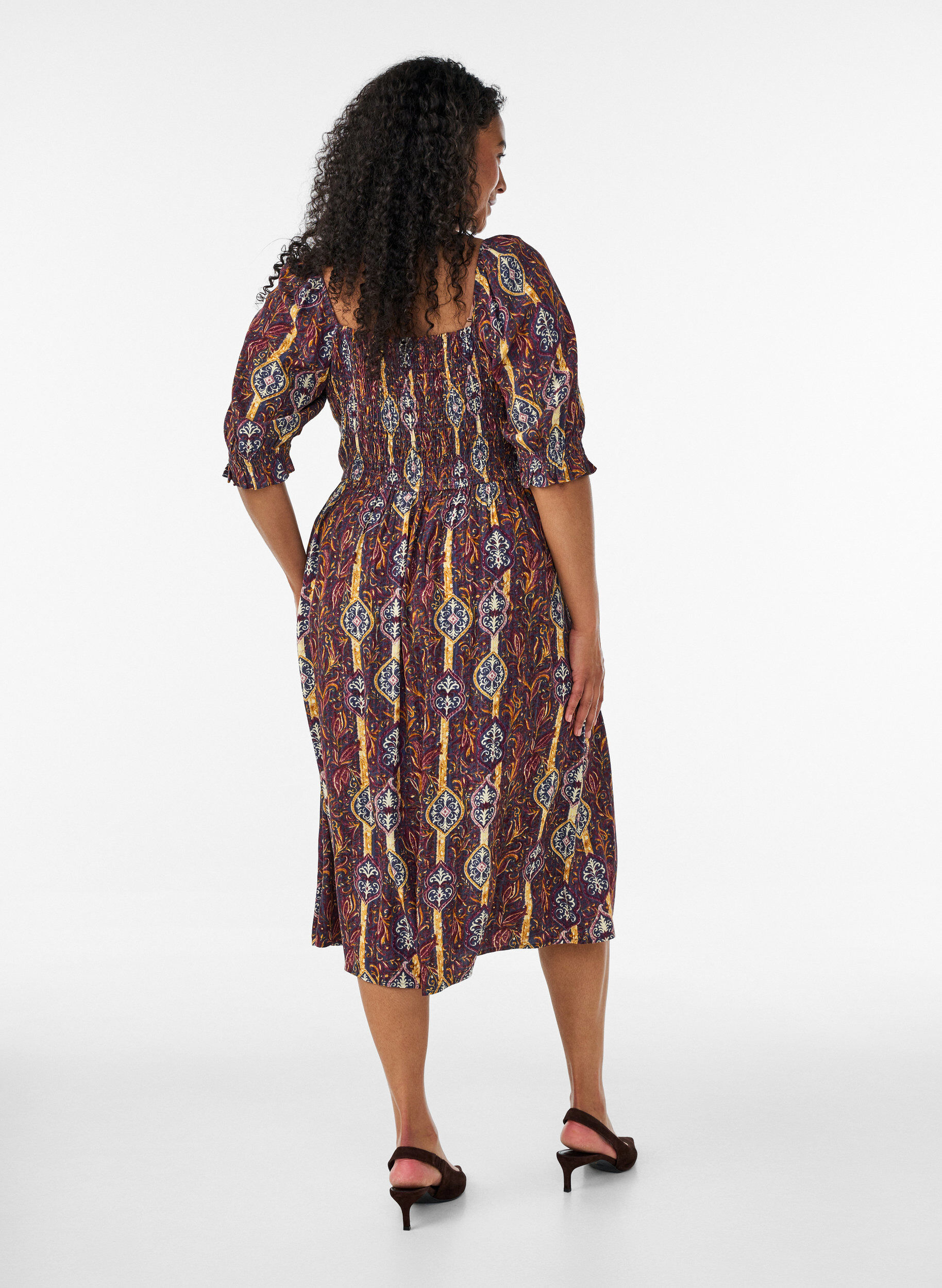 ZizziZomerjurk in viscose met paisley print, Paars, Model image number 1
