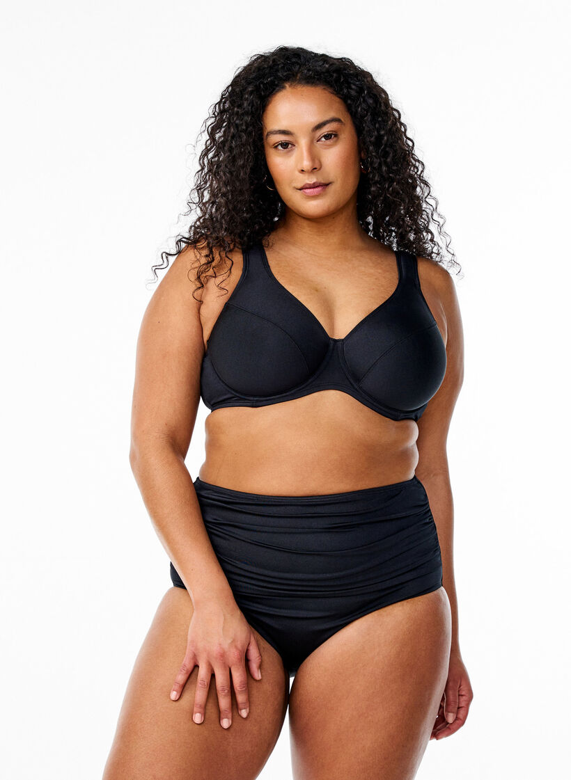 Volledig dekkende bikinitop met beugel, Black, Model