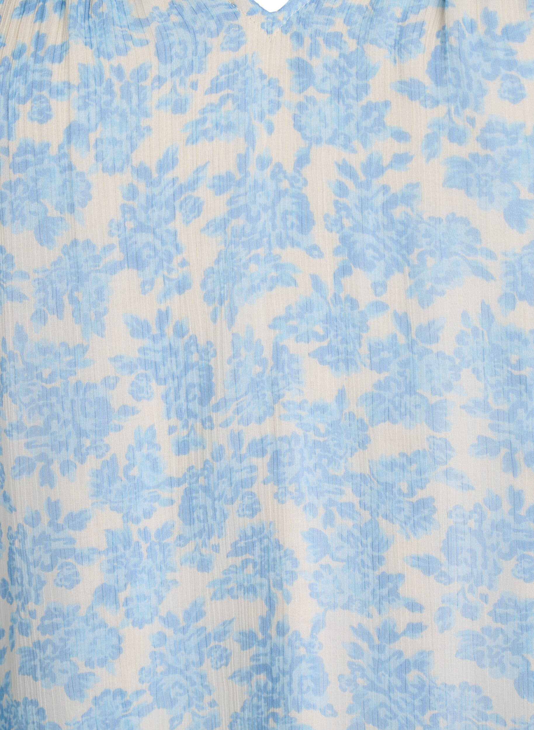 ZizziChiffonblouse met bloemenprint en gehaakte bies, Blauw, Packshot image number 2