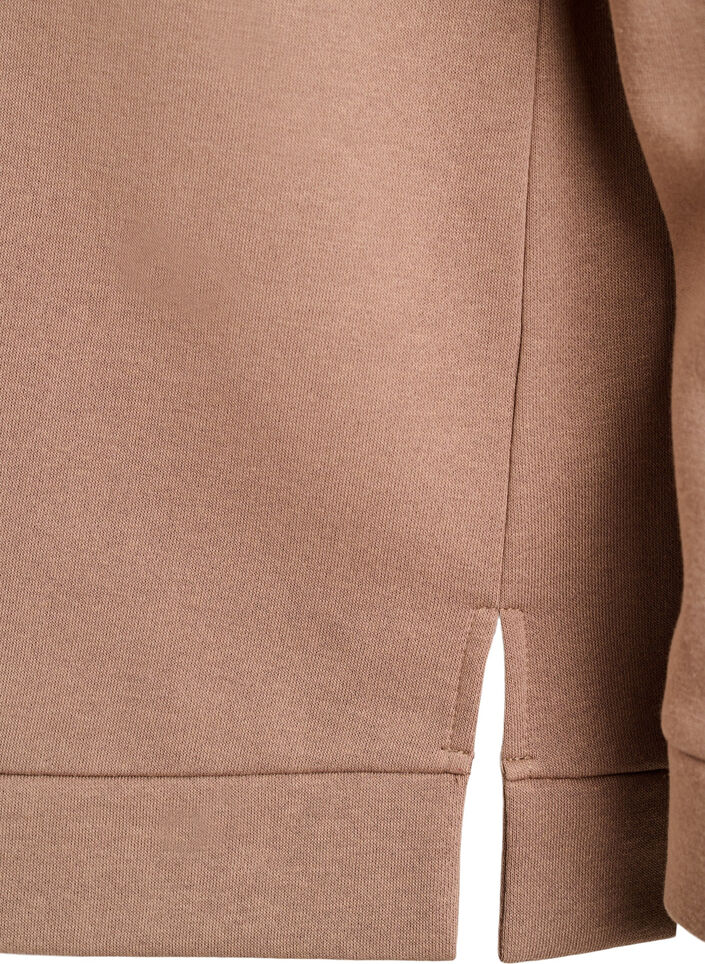 Sweatshirt met hoge hals en ritssluiting, Bruin, Packshot image number 3