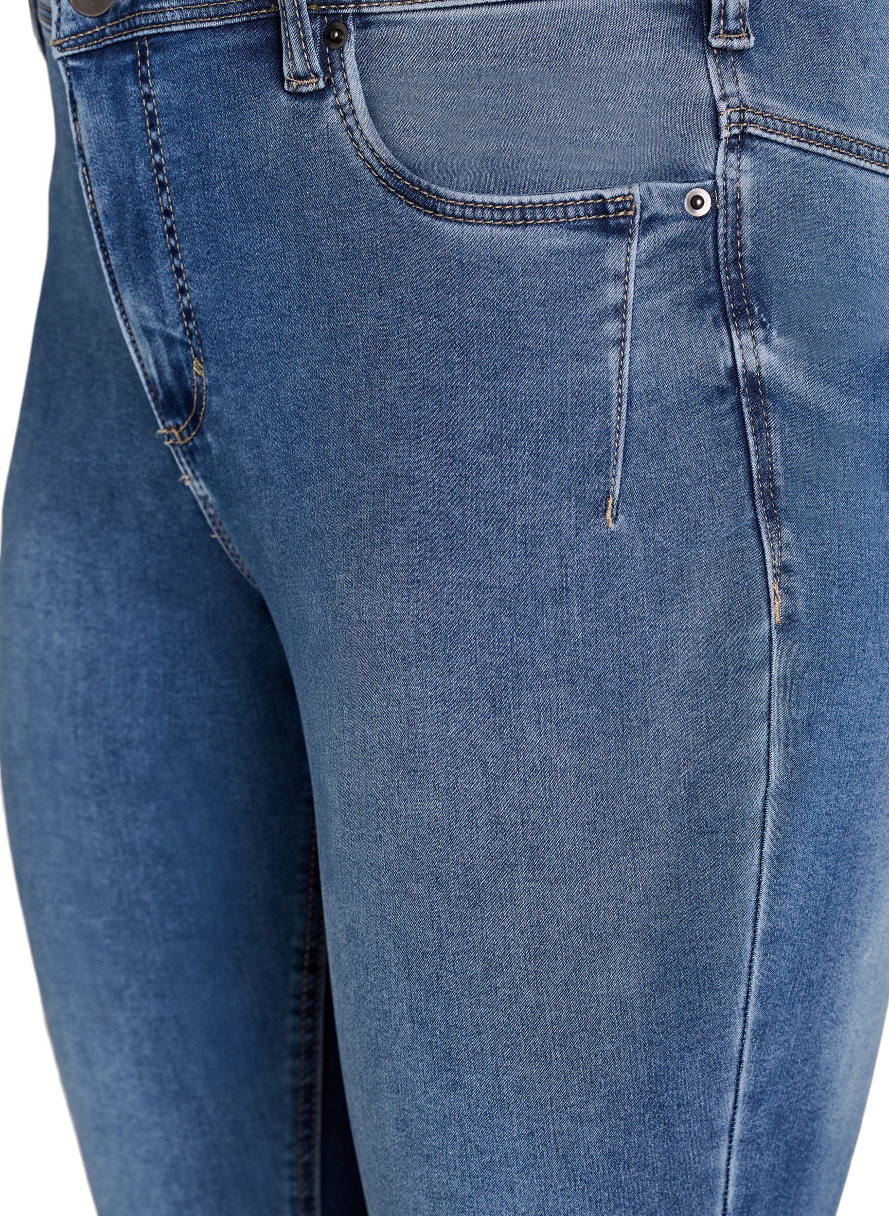 ZizziGecropte Amy jeans met ritssluiting details, Blauw, Packshot image number 2