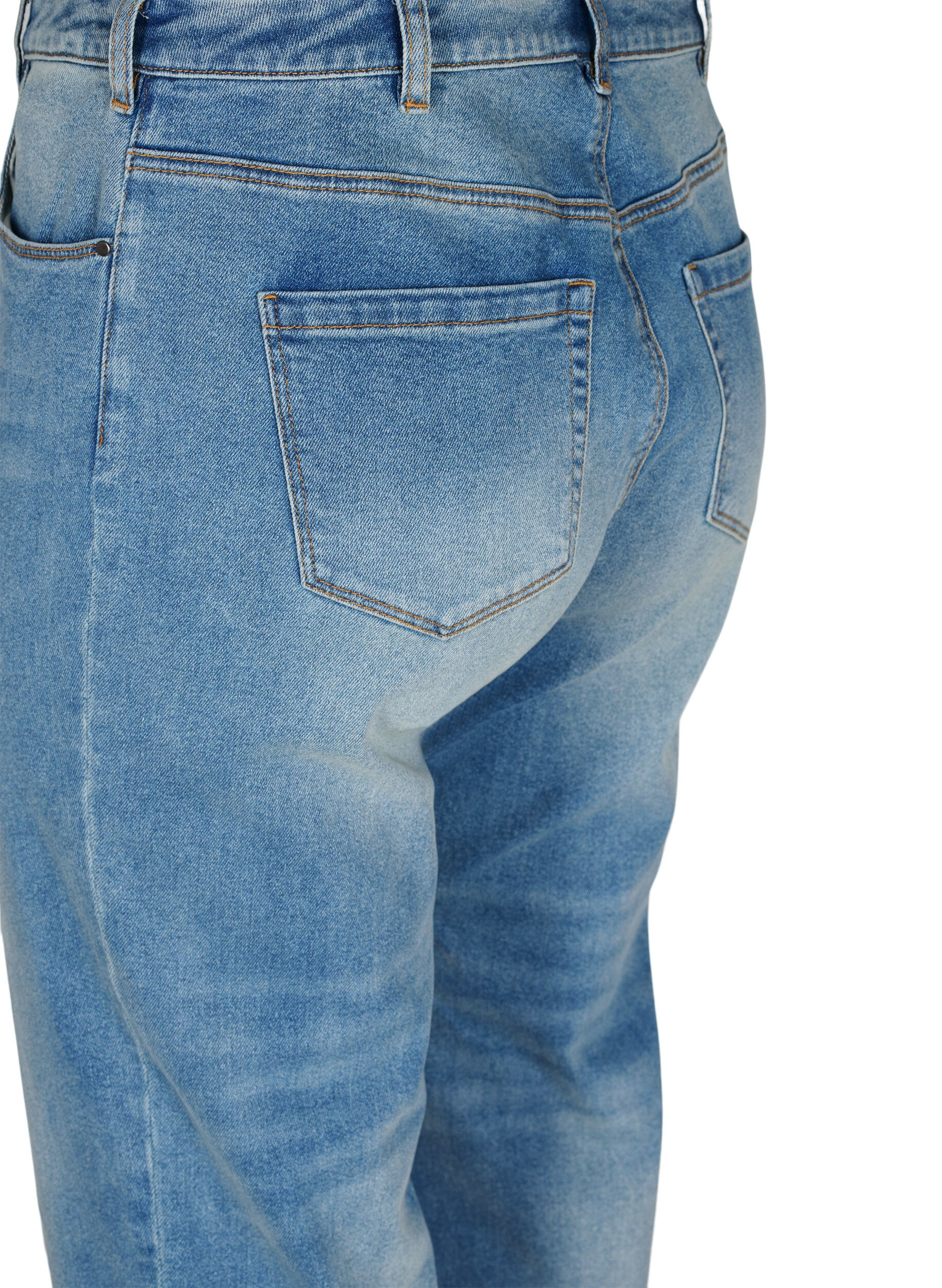Zizzi7/8 jeans met ruwe randjes en hoge taille, Blauw, Packshot image number 3