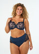 Hipsterstring met bloemenborduursel en normale taille, Blauw, Model image number 0