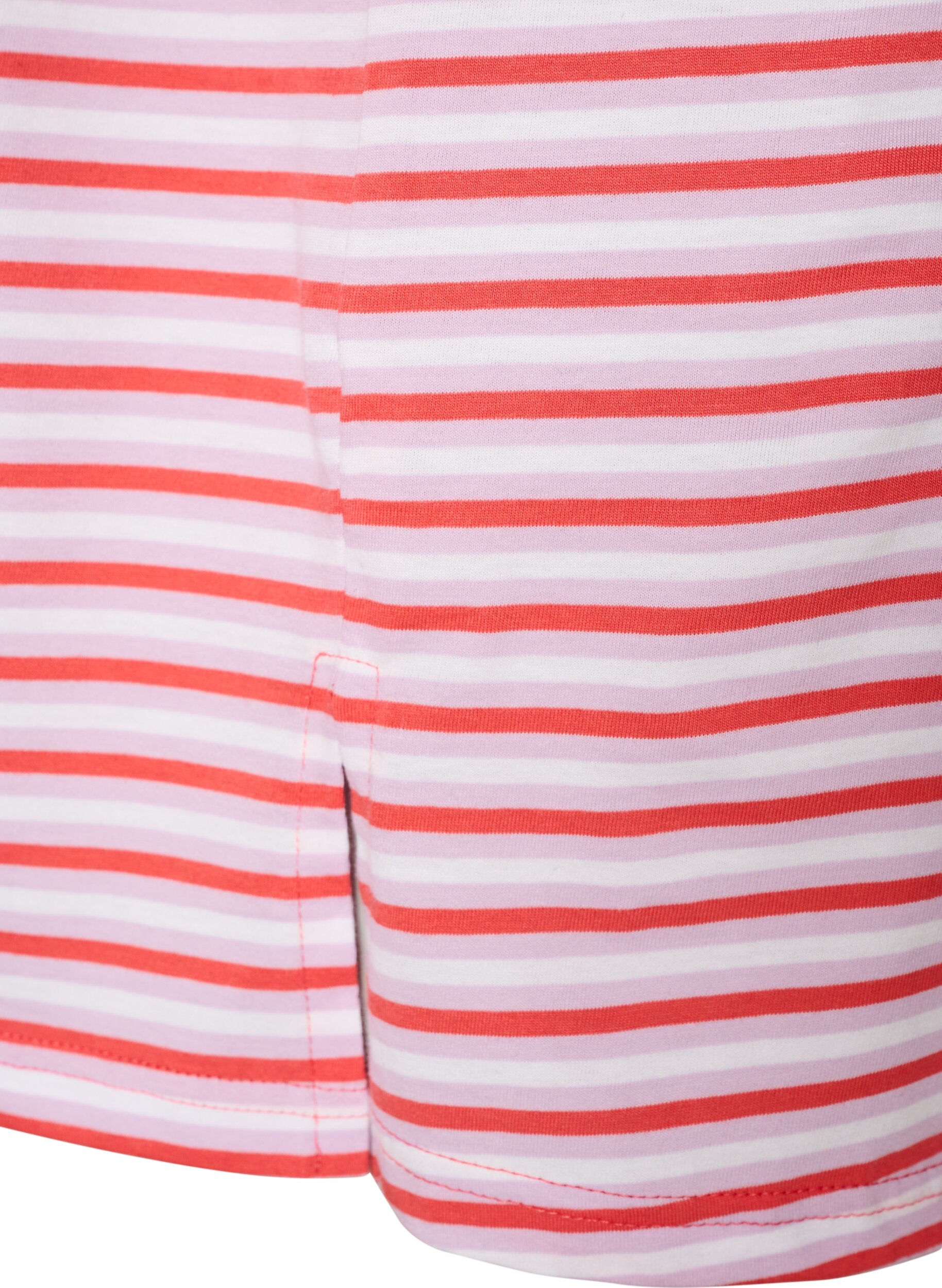 ZizziLang oversized gestreept T-shirt in biologische katoen, Paars, Packshot image number 3