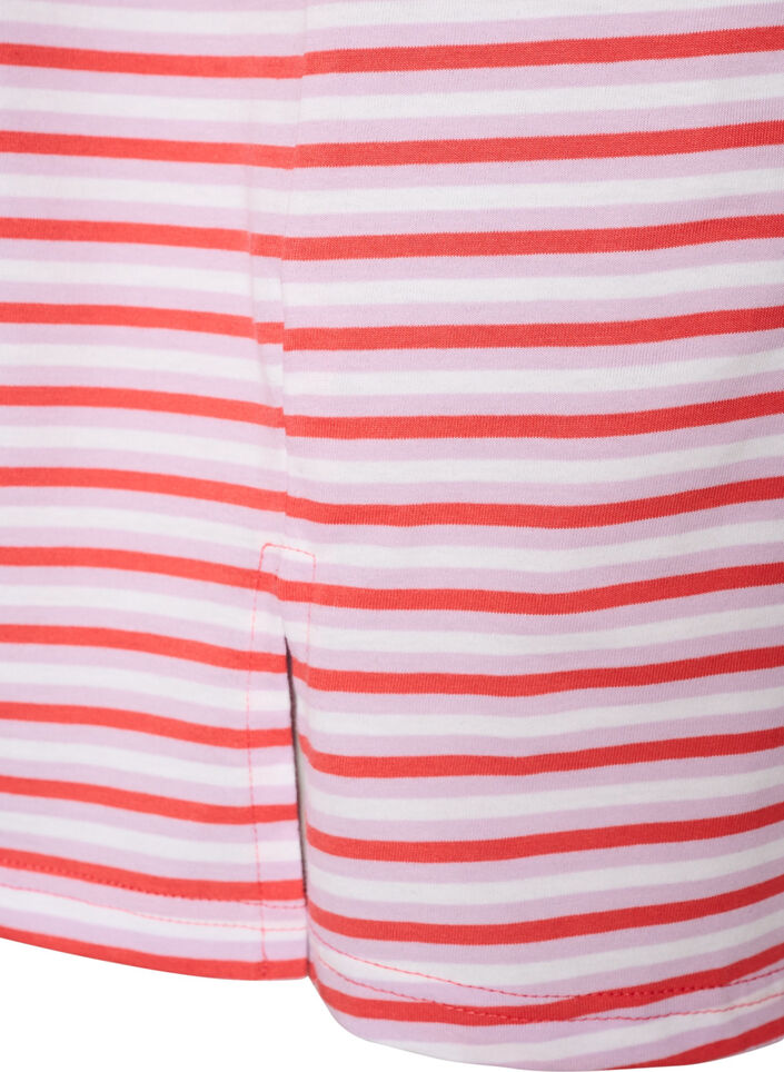 Lang oversized gestreept T-shirt in biologische katoen, Paars, Packshot image number 3