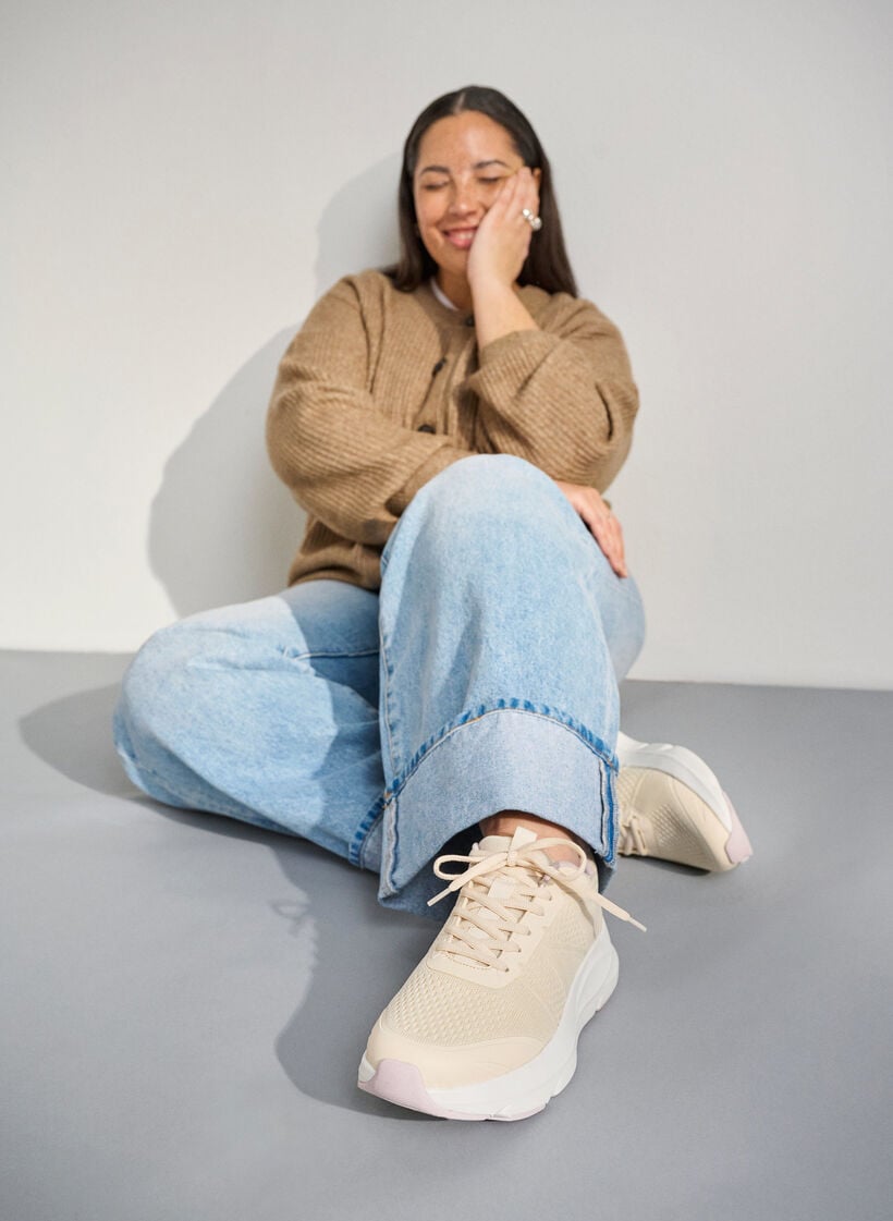 Wide fit - Comfort sneakers met schokabsorberende zool, Whitecap Gray, Image