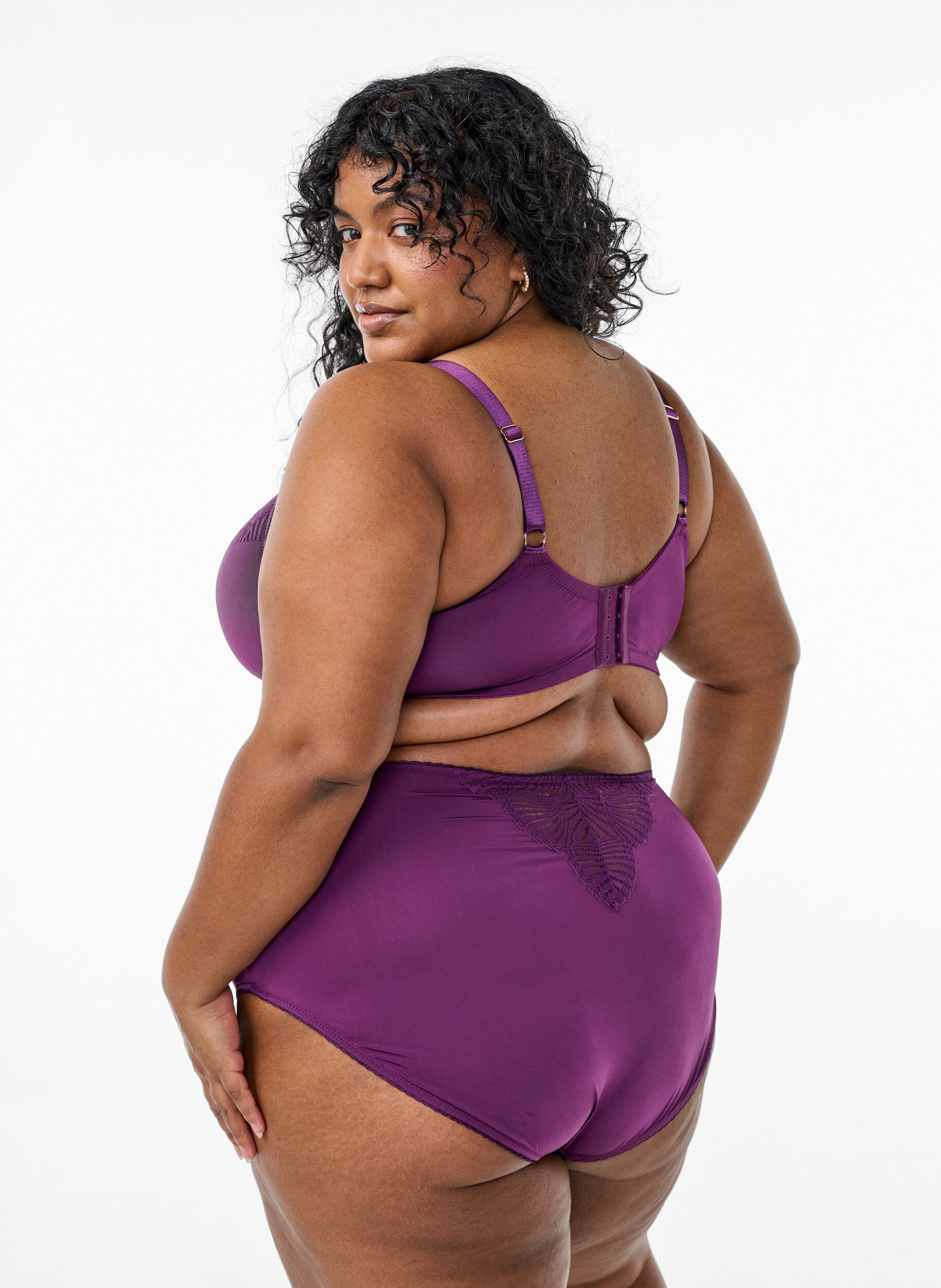 ZizziSlipje van microvezels met kanten details, Donker Bordeaux, Model image number 1