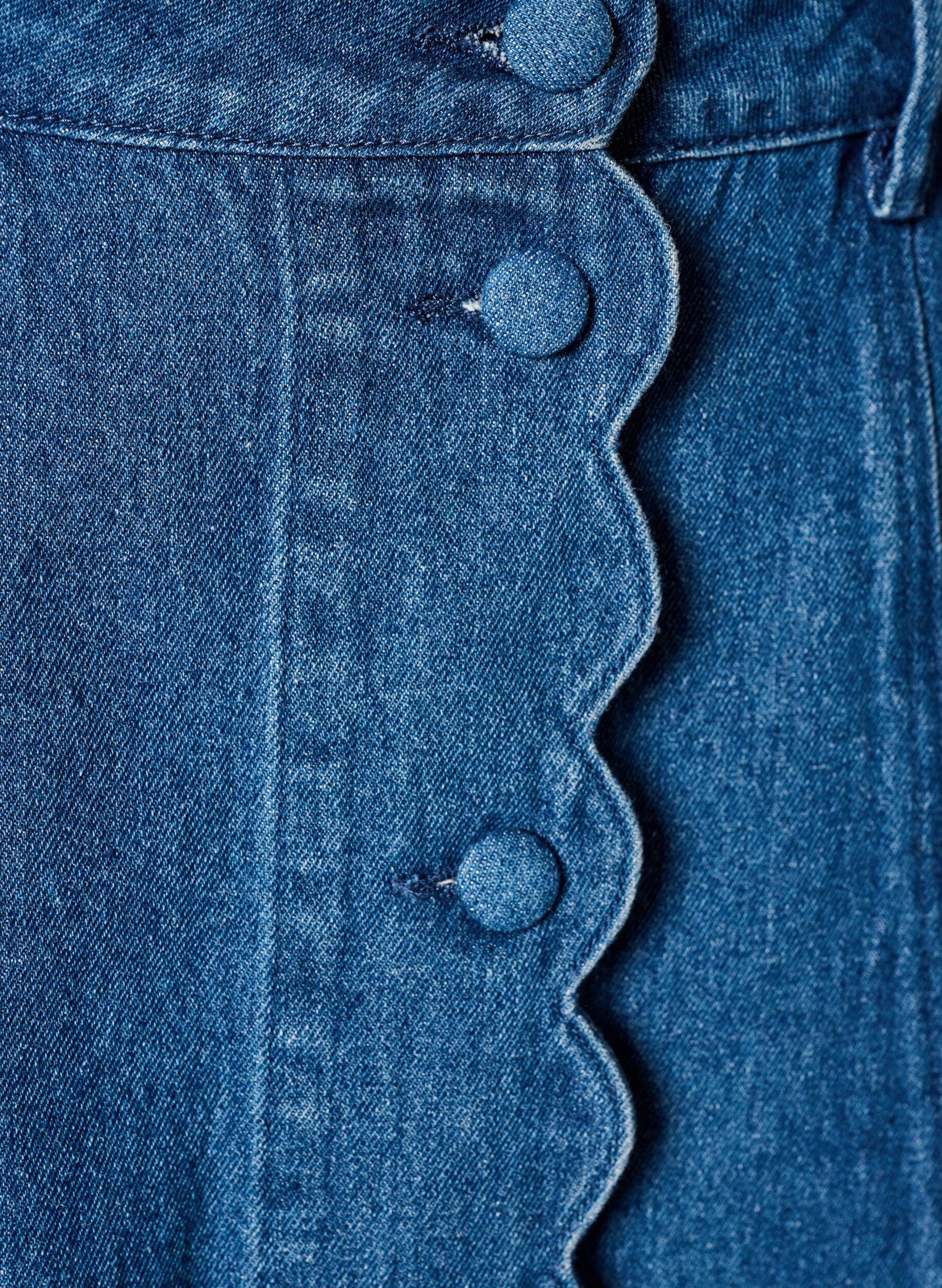 ZizziA-lijn denimrok met golvende knoopsluiting, Blauw, Packshot image number 2
