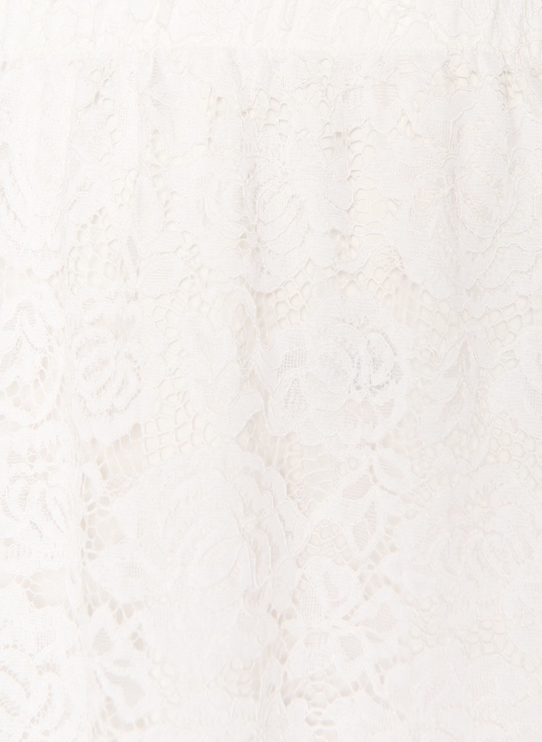 ZizziKanten midirok met een elastische tailleband, Wit, Packshot image number 2