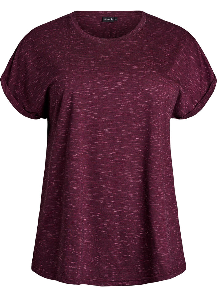 Losse workout T-shirt met korte mouwen, Donker Bordeaux, Packshot image number 0