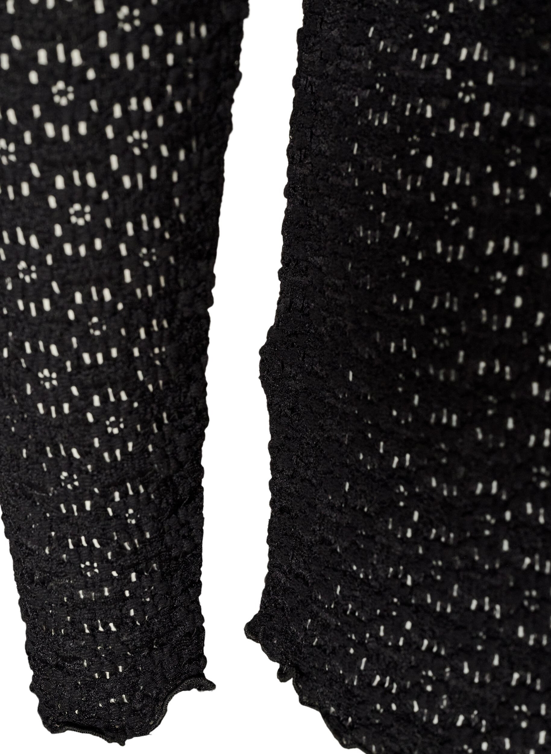 ZizziBlouse met ajourpatroon en lange mouwen, Zwart, Packshot image number 3