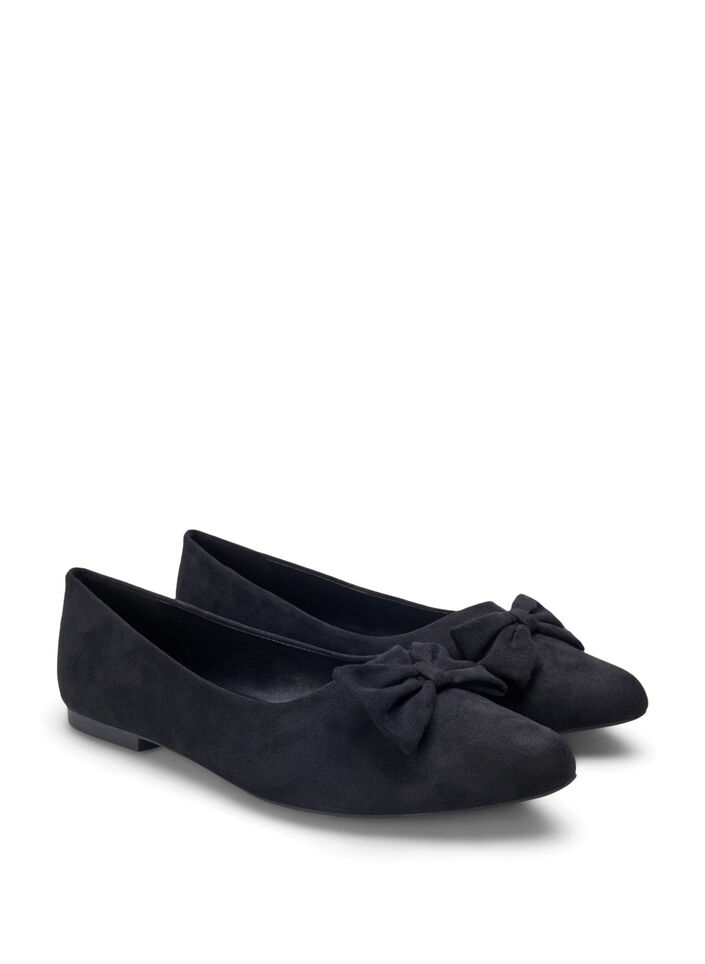 Ballerina met brede pasvorm en strik, Black, Packshot