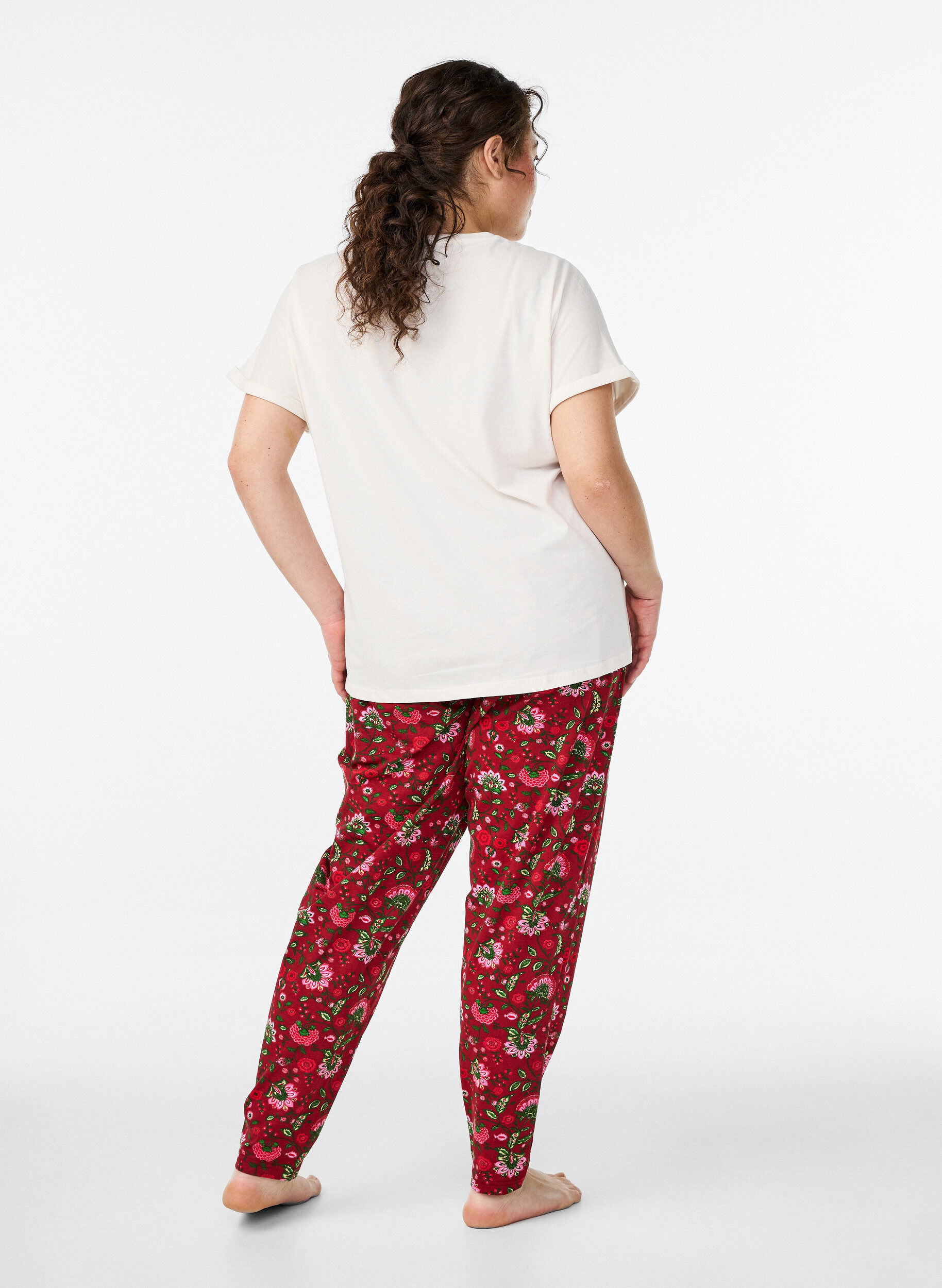 ZizziKatoenen pyjamabroek met print, Rood, Model image number 1
