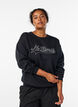 Sweatshirt met statementdetail, Zwart, Model image number 0