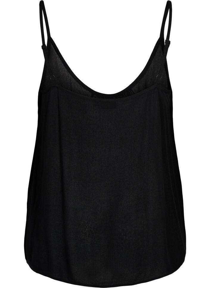 Strap top in viscose, Zwart, Packshot image number 1