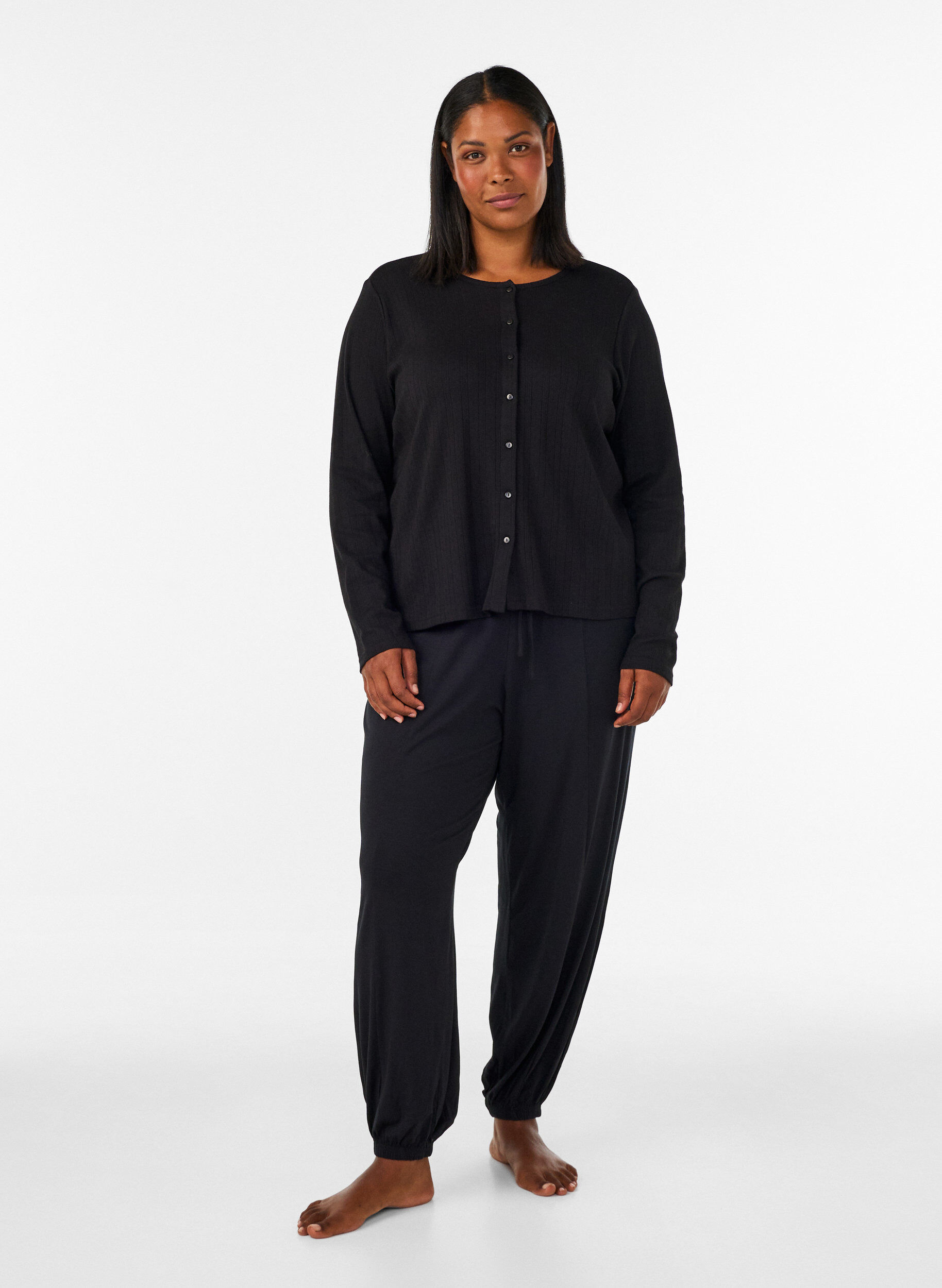 ZizziJersey balloonbroek met hoge taille, Zwart, Model image number 1