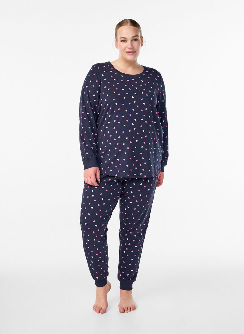 Bedrukte pyjamabroek, Blauw, Model image number 0