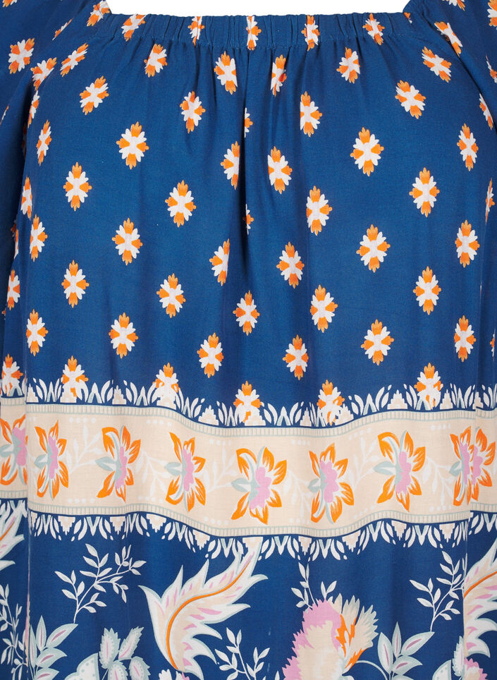 Strandjurk van viscose met print, Blauw, Packshot image number 2
