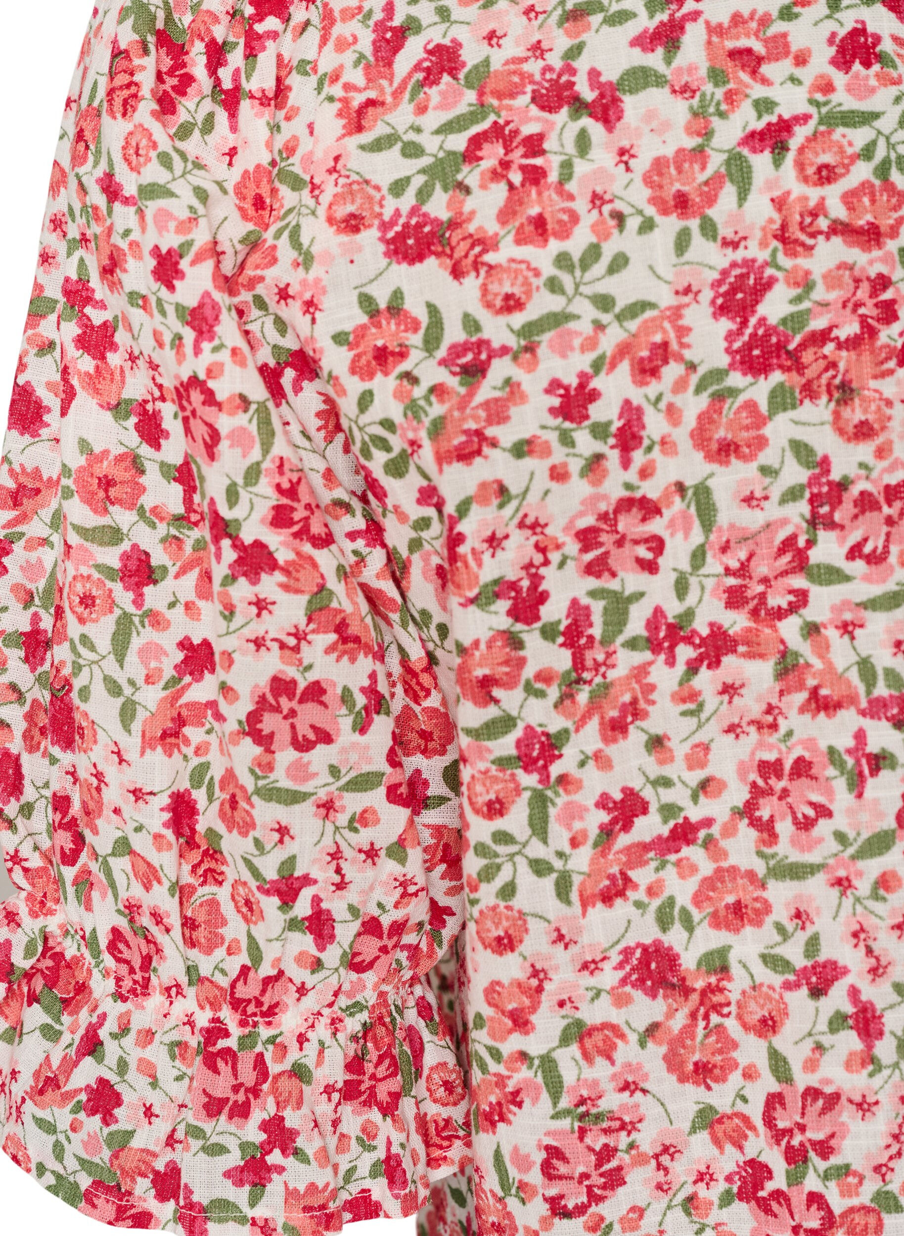 ZizziKatoenen blouse met vierkante halslijn, Rood, Packshot image number 3