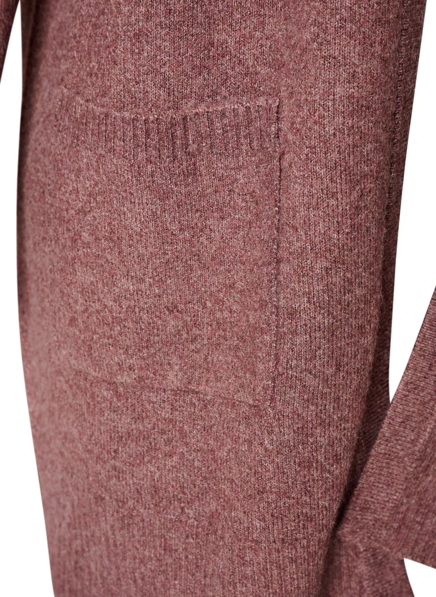 ZizziGeribd gebreid vest met zakken, Rood, Packshot image number 3