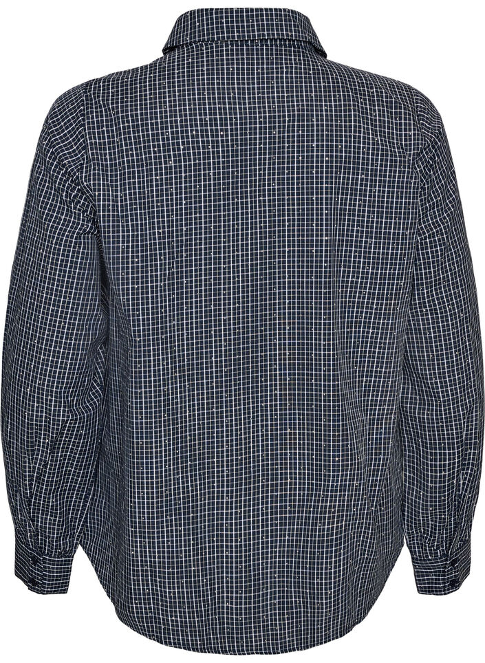 Geruit overhemd met strasssteentjes, Blauw, Packshot image number 1