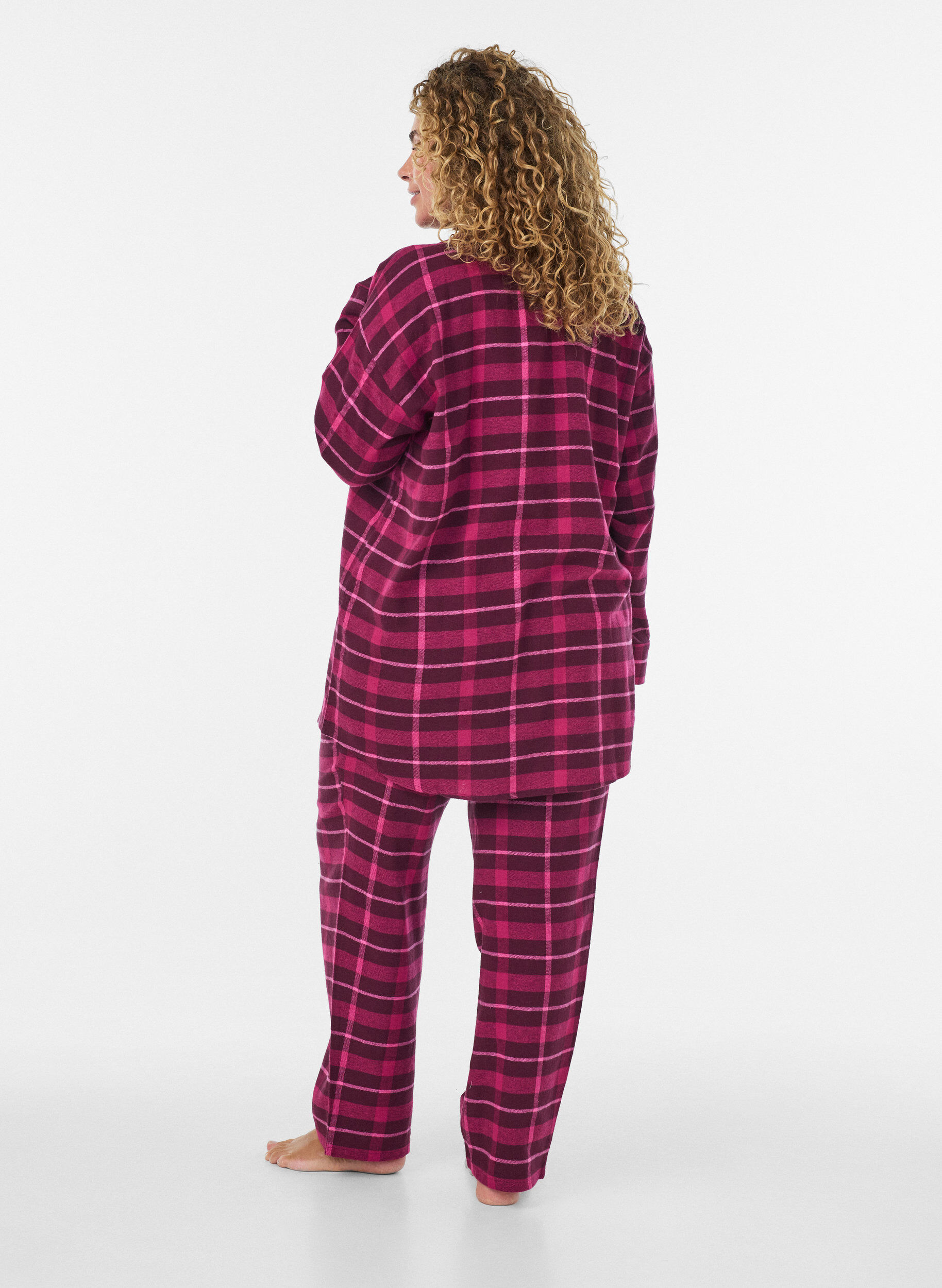 ZizziGeruite katoenen pyjamabroek, Rood, Model image number 1