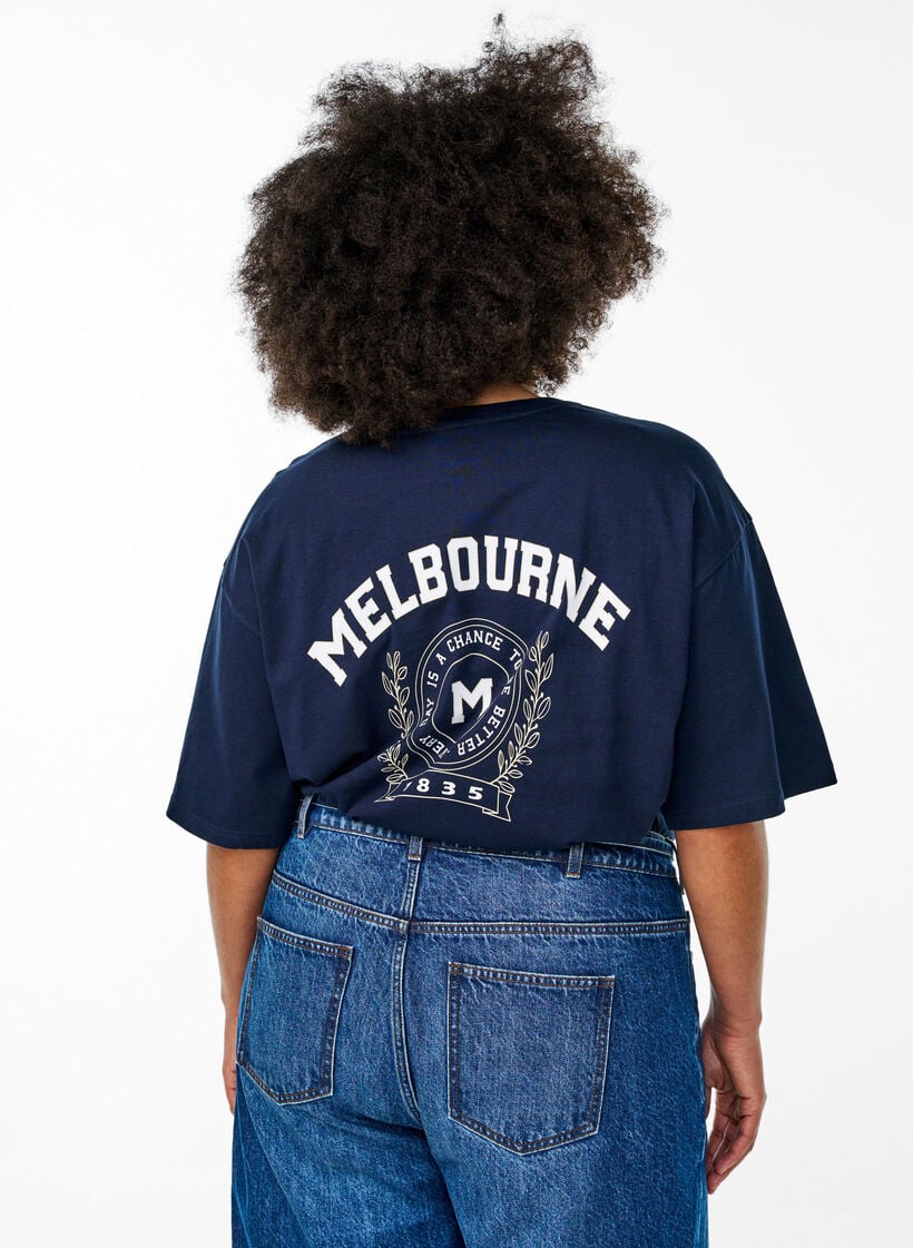 Oversized T-shirt met rugprint, Blauw, Model image number 2