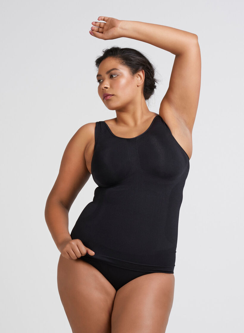 Shapewear top met brede bandjes, Zwart, Model image number 2