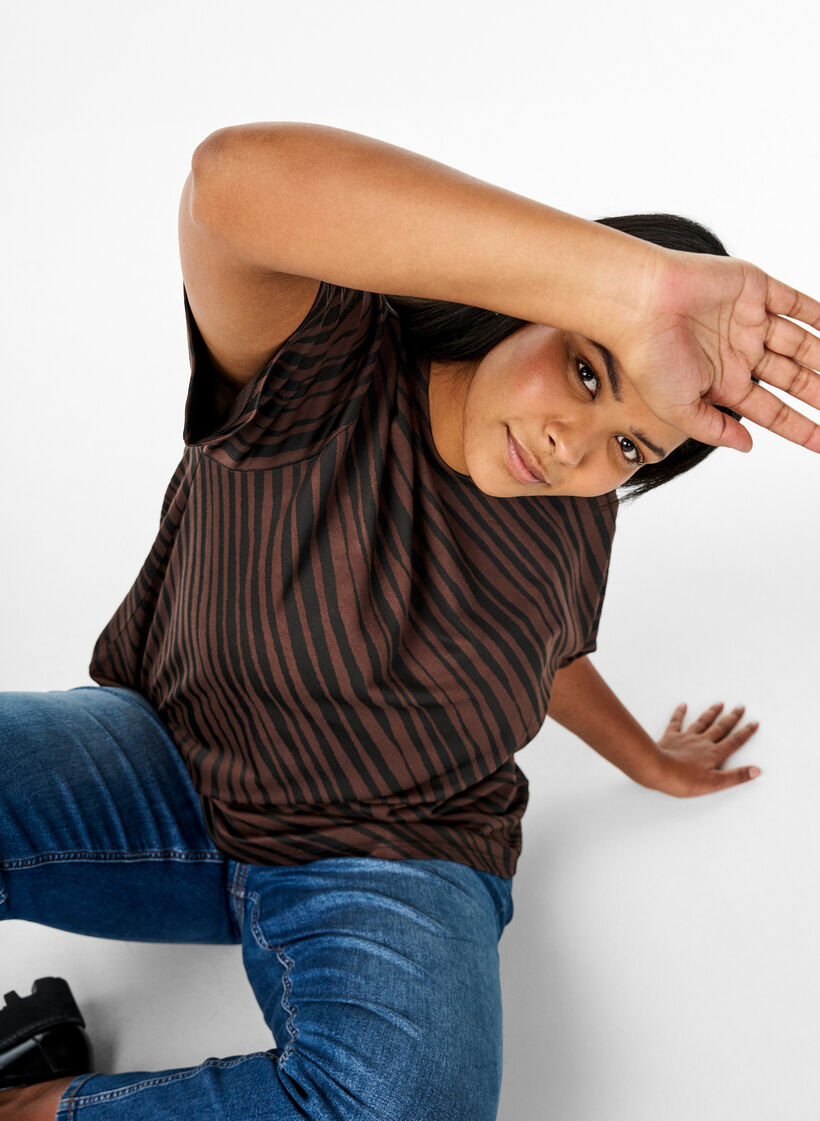 Oversized blouse met patroon, Bruin, Image image number 0