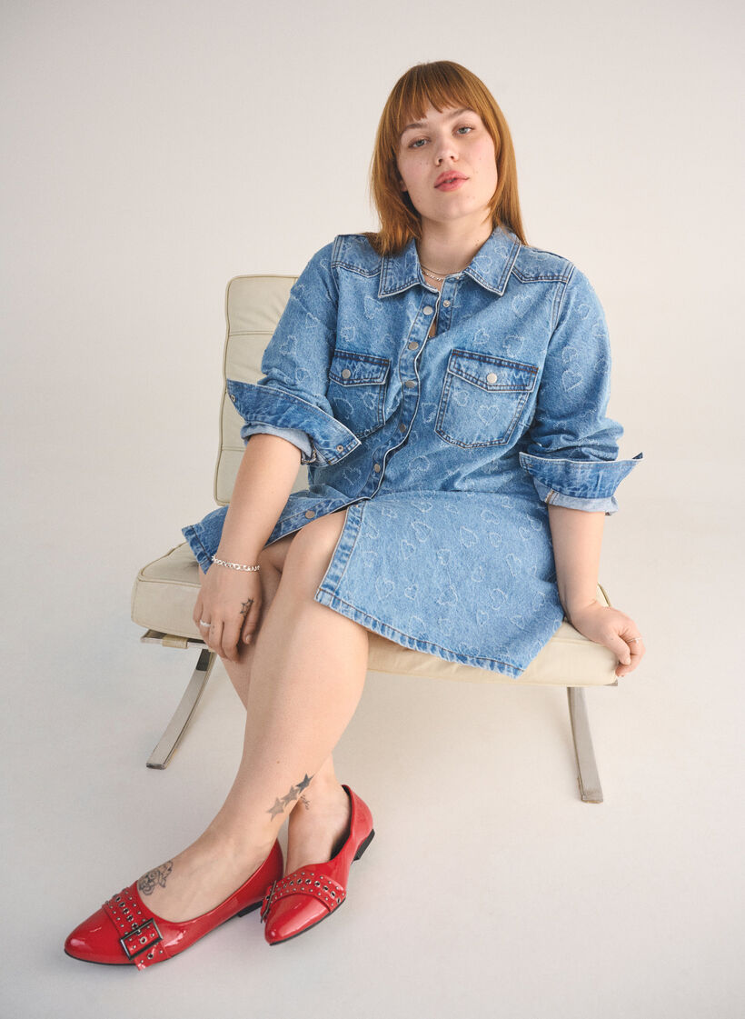 Spijkerjurk met hartjespatroon, Blue Denim Heart, Image