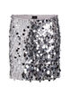 Korte paillettenrok met elastische tailleband, Zilver, Packshot image number 0