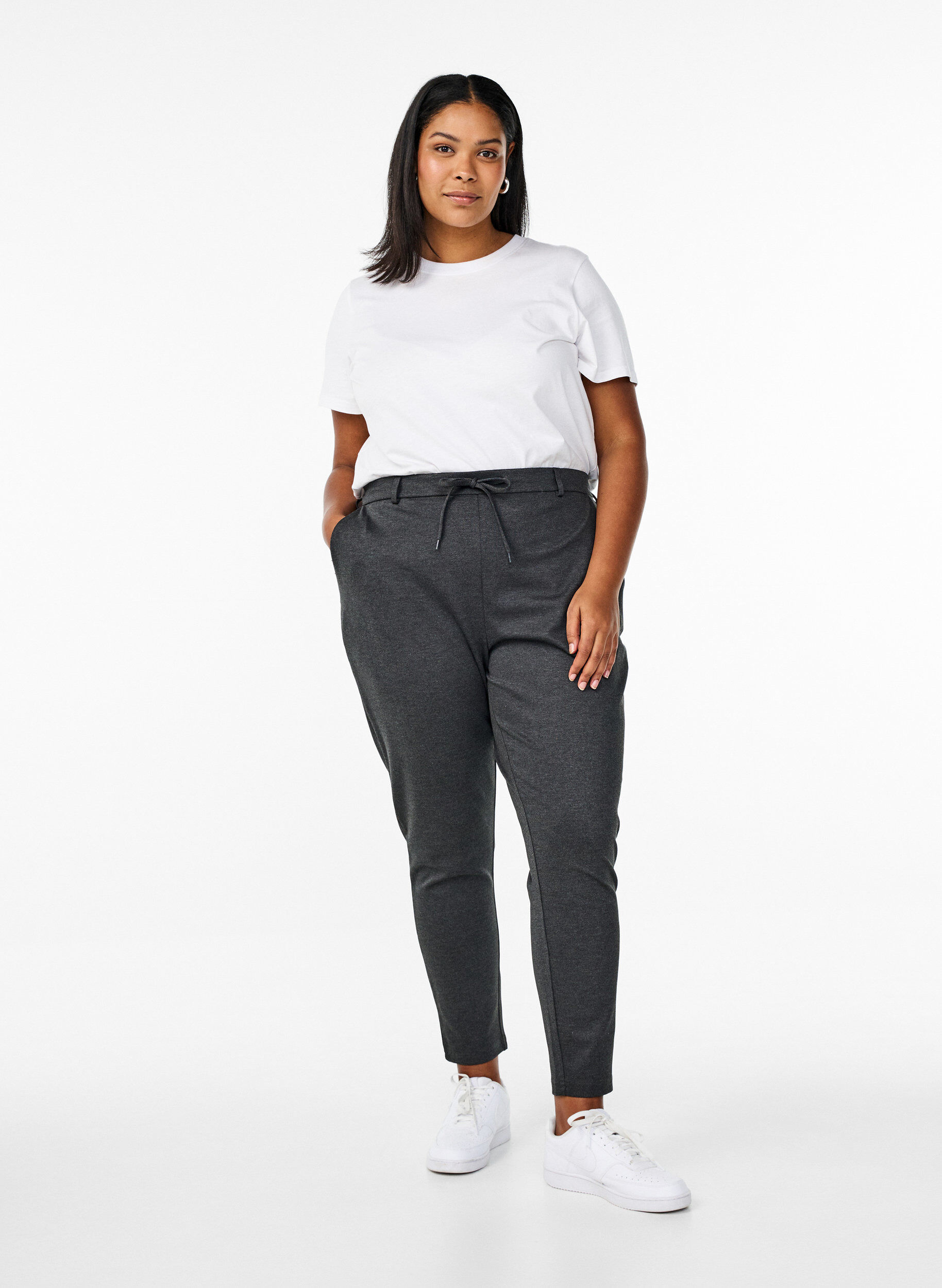 ZizziCropped Maddison broek, Grijs, Model image number 0