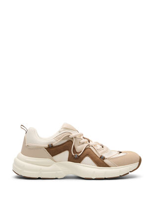ZizziWide fit - Sneakers met contrasterende veterdetails, Tofu, Packshot image number 0