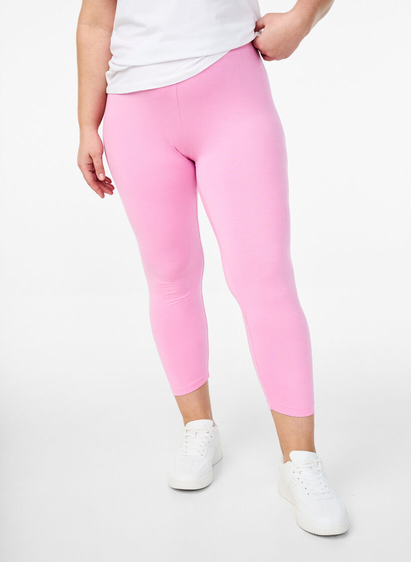 Basic 3/4 legging in viscose, Roze, Model image number 0